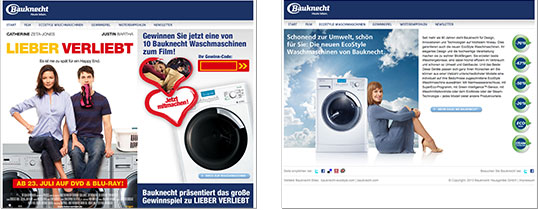 Bauknecht Deutschland, Whirlpool Europe, Microsite zum Product Placement im Film »Lieber verliebt«