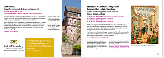 Evangelische Landeskirche in Württemberg – Veranstaltungen in Württemberg zum Jubiläumsjahr 500 Jahre Reformation, Layout Gesamtprogramm
