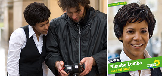 Kommunalwahlkampf Stuttgart 2009, Wahlplakat Niombo Lomba, Bündnis 90/Die Grünen