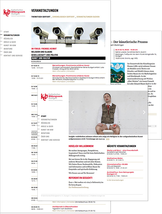 Katholisches Bildungswerk Stuttgart, Screenshots Website
