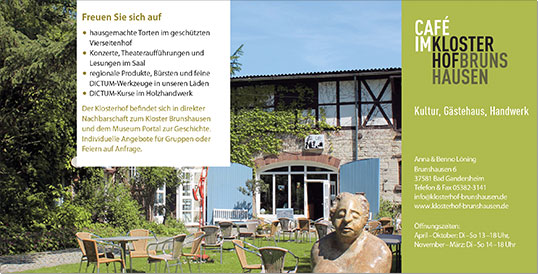 Klosterhof Brunshausen, Bad Gandersheim, Flyer »Café im Klosterhof Brunshausen«