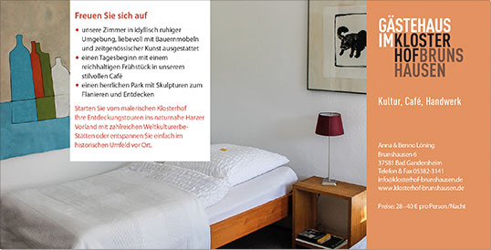 Klosterhof Brunshausen, Bad Gandersheim, Flyer »Gästehaus im Klosterhof Brunshausen«