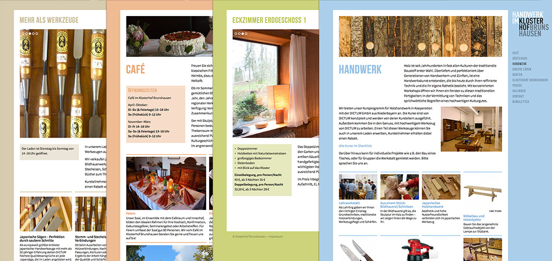 Klosterhof Brunshausen, Bad Gandersheim, Screenshots der Website