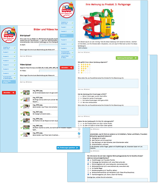 Microsite Mattel, Fisher-Price Experten, Fragebogen für Experten-Team