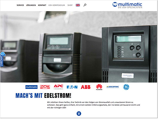 Multimatic Edelstrom, Screenshot Website