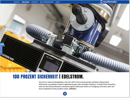 Multimatic Edelstrom, Screenshot Website
