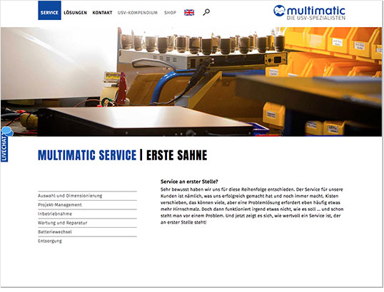 Multimatic Edelstrom, Screenshot Website
