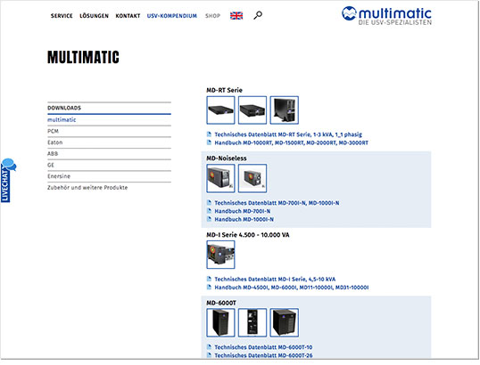 Multimatic Edelstrom, Screenshot Website