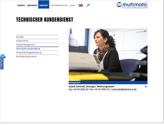 Multimatic Edelstrom, Screenshot Website