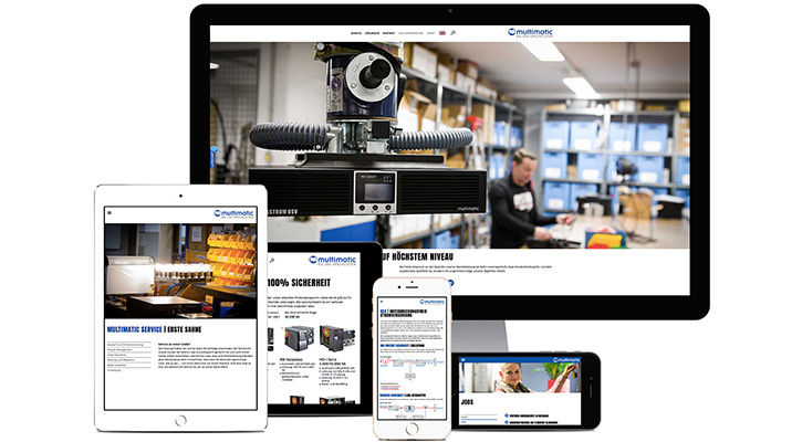 Multimatic Edelstrom, Responsive Website. Screenshots verschiedene Anzeigegeräte