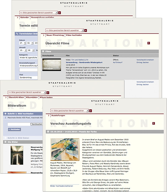 Staatsgalerie Stuttgart, Individuelles CMS zur Website des Museums