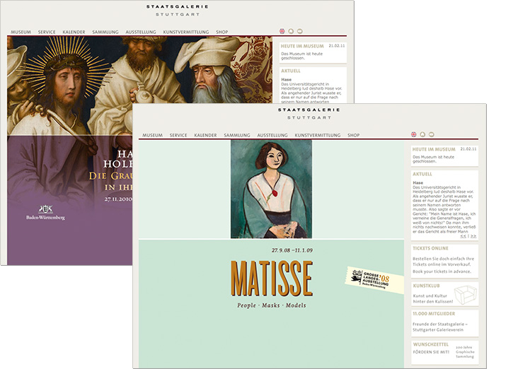 Staatsgalerie Stuttgart, Website des Museums