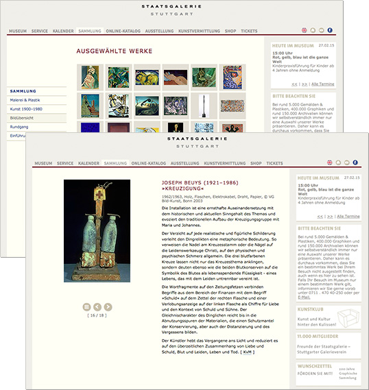 Staatsgalerie Stuttgart, Website des Museums