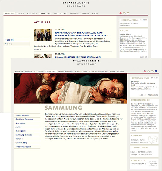 Staatsgalerie Stuttgart, Website des Museums